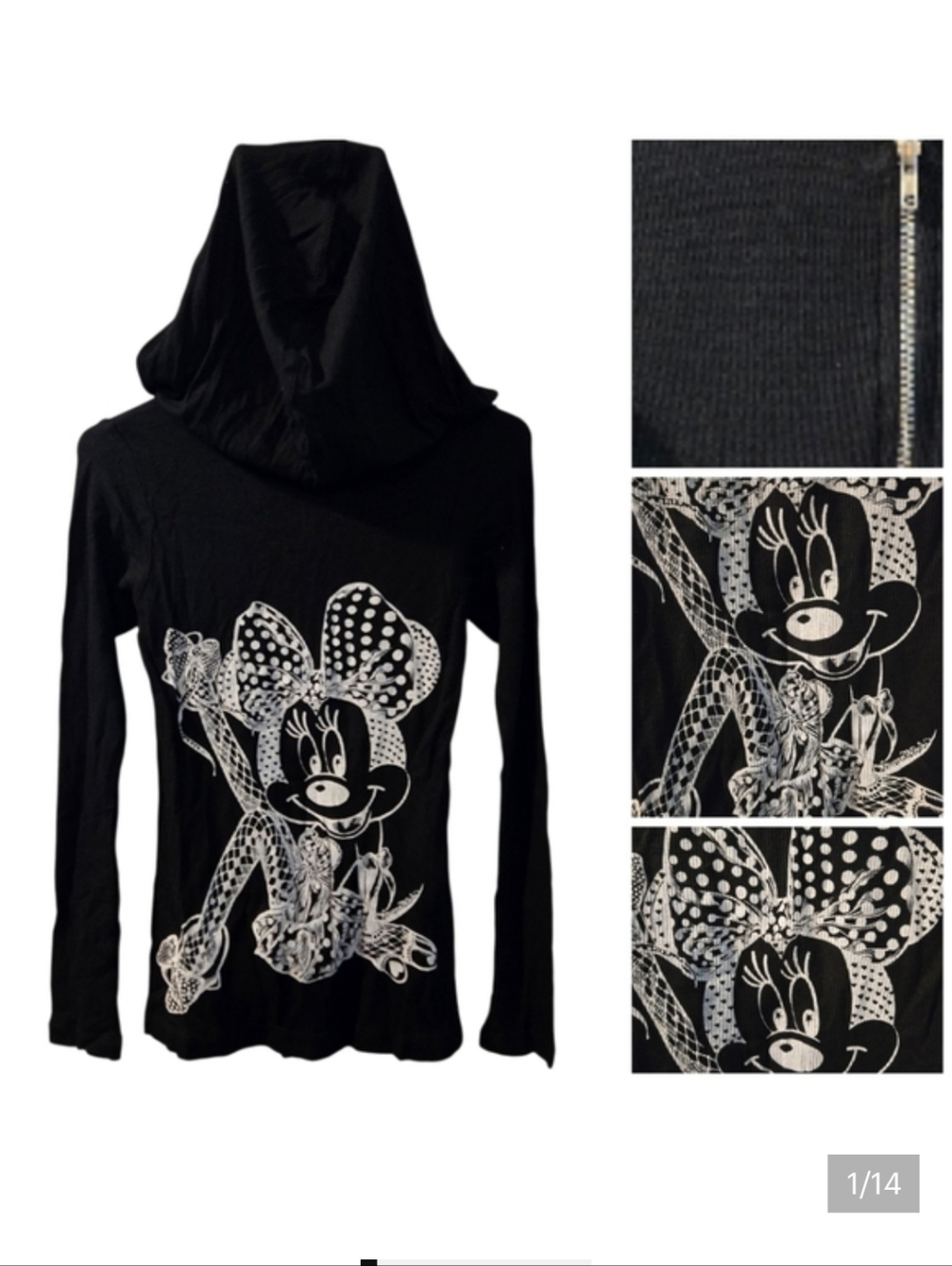 Lauren Moshi Thermal Minnie Mouse zipper hoodie